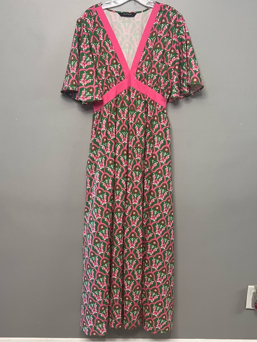 Boutique Giving Me Butterflies Vibrant Colorful V-Neck Maxi Dress Resort Wear